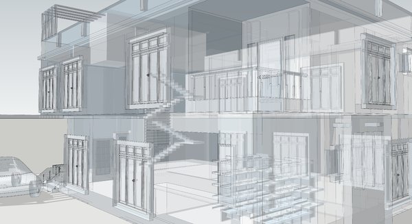 Building 3D and wireframe 5: 3D Wireframe modelling of a house