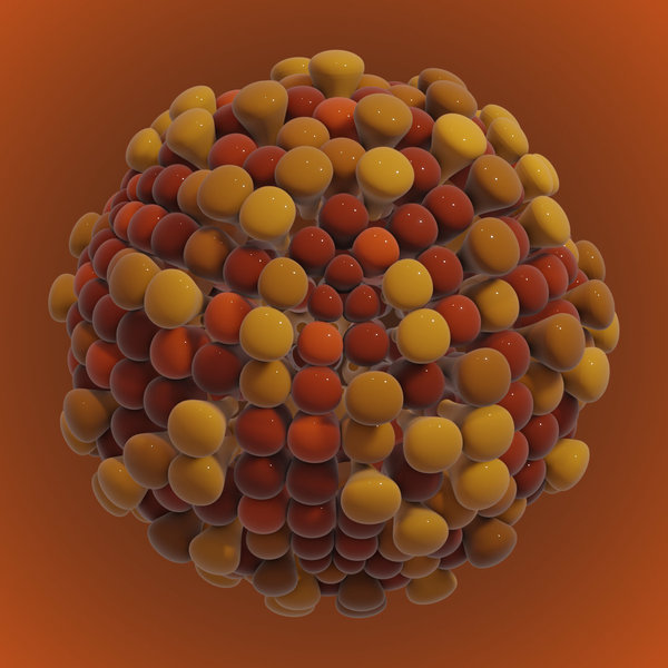 Covid-19 Red & Orange Rad Grad: Virus model on radial grad