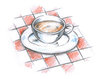 Café Coffee Cup: Café Coffee Cup on a red tablecloth