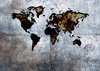 world map: Rustic world map on grungy metal background