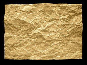 Creased paper: A creased or crumpled flat sheet of paper