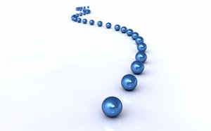Chain of Balls: An abstract picture of a chain of small, blue, metalic balls on a nice white background with a depth of field blur applied.