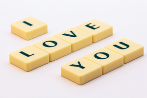 Words: Love: A simple picture of letters forming the word 'love' and some variations around this