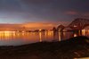 Forth Bridges at night: View of the Forth Bridges at night