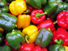 Vegetable peppers: red, yellow, green vegetable peppers