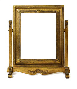 Frame without Photo: Old gold gilded frame on swivel stand. 
Aprox 11