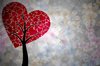 Tree of Love: Tree consisting of hearts on the flowery background