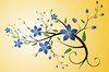 Blue Floral Sprig: Floral sprig on a yellow background