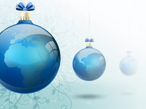 Floral Word Baubles: Christmas baubles with continents on a bright background with floral