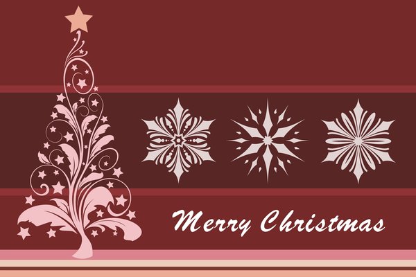 Christmas Card: Christmas card with Christmas tree and snowflakes
