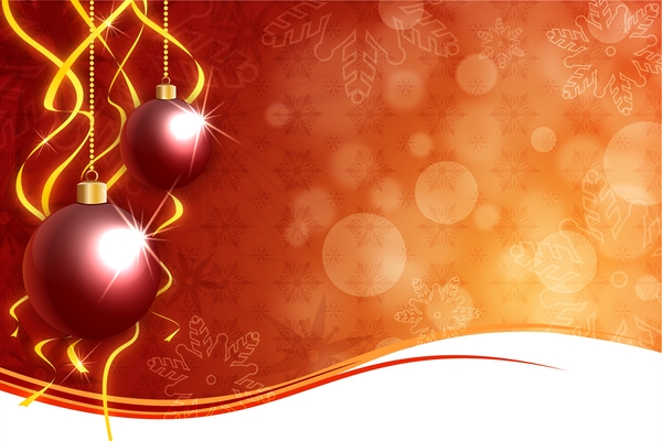 Warm Christmas Background: Christmas baubles on a orange christmas background