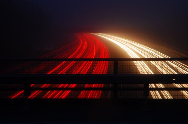 M1 travel: Long exposures showing light trails on the M1 motorway...