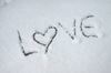 Cold love: The word love written in the snow