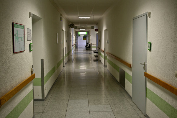 Empty corridor in a hospital: no description