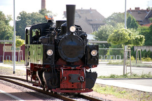 Steam locomotive  in german sm: Old locomotive on the railway station Quedlinburg, Germany