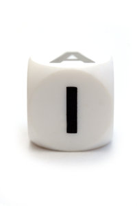 Character I on the cube: Dice with letter