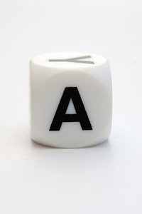 Dice with letter A: Character on the cube