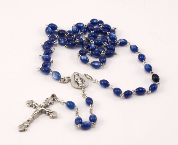 Blue rosary 5: Catholic blue beads
