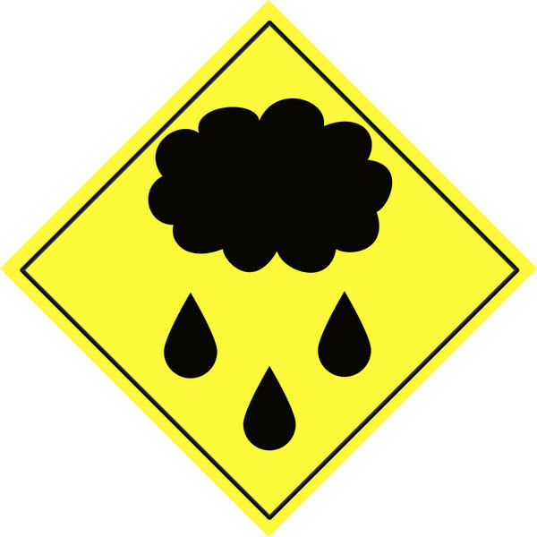 Weather warning sign 2: Cloud and rain symbol
