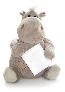 cuddly hippo: hipp Hugo with card