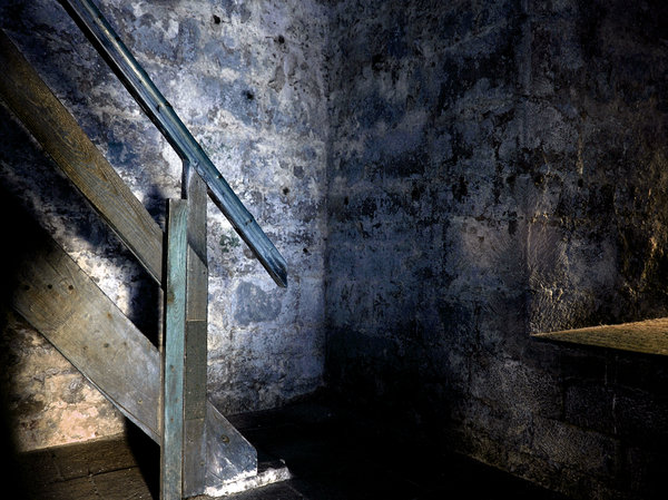 staircase: dark spooky staircase in an old castle