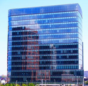 Glass building: A glass building in Boston