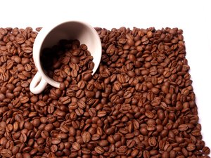 Cup in beans: A coffee cup in coffee beans