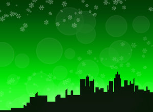 Winter skyline background 2 - : A city skyline in a winter/christmas theme.