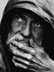 Pensive Homeless Portrait: http://www.redbubble.com/ ..   Need a mounted print right now? Please use redbubble link,Thanks