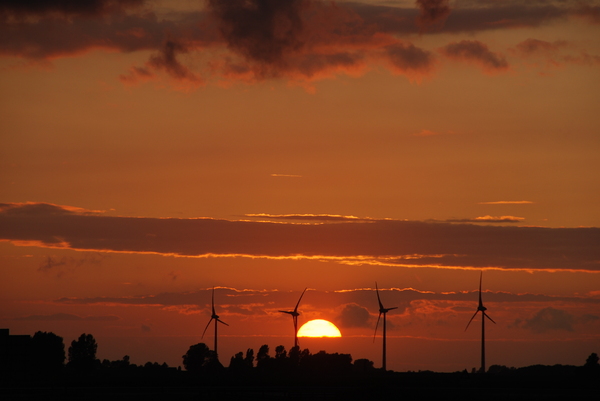 Sunset: Sunset over windmills