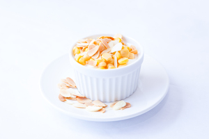Yoghurt Salad 1: Photo of yoghurt salad with sweet corns and toasted almonds