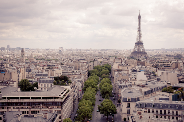 Paris City Skyline 2: View of Paris city skyline from above the Arc De Triomphe