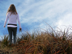 NZ grasses to wade through: walking through beach grasses to the shore, feels like you can see forever