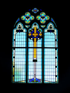 stained glass cross: Anglican church window
