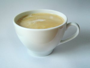 Coffee with crema 2: classic white coffee cup