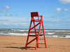 Lifeguard's chair: A lifeguard's chair on a beach in Kent, England.
