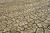 Parched ground: Sunbaked mud in a dried up reservoir