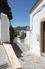 Spanish alleyway: An alleyway with a view in Ibiza, Spain.