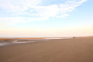 Eenzame wandelaar op het strand: 