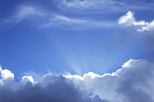 Radiant cloud: Cloud with sunbeams in England.