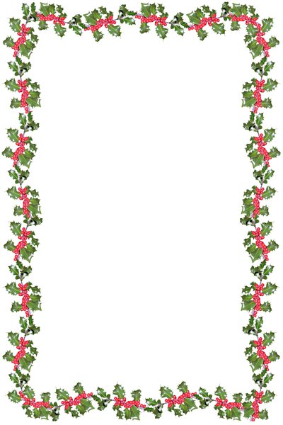 Holly border: A decorative repeating border of holly leaves and berries.