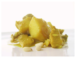 curry pork 1: curry pork with apples and pine nuts
