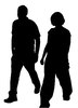 People walking: A silhouette.
