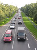 Rush hour: A traffic jam on a street in Warsaw (near Okecie, Zwirki i Wigury street)
