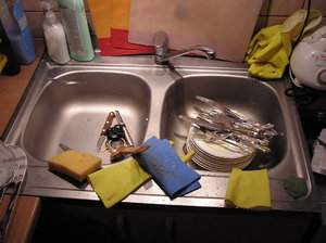 Kitchen mess: A mess in the sink