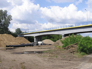 Bridge under construction: A construction site. Modlin area