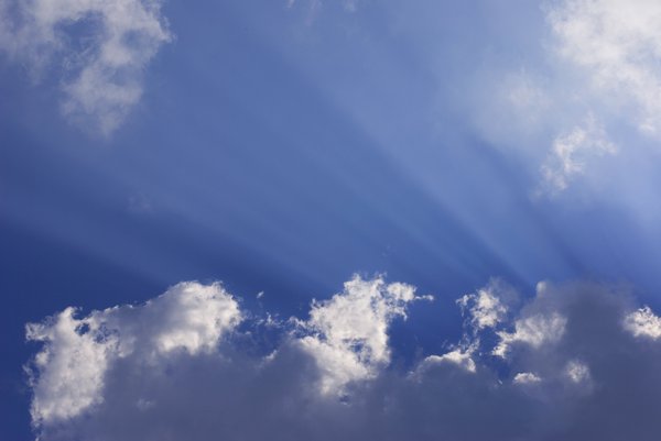 rays: puffy white clouds with rays