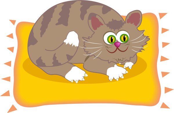 Cat on the Mat: Cartoon cat clipart.
