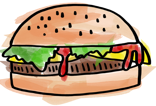 Burger: Painted cheeseburger.