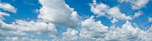 Cloud Panorama: Clouds above the ocean off the Georgia Coast on a very hot summers day